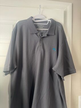 Tommy Bahama Charcoal Gray Polo with Teal Logo